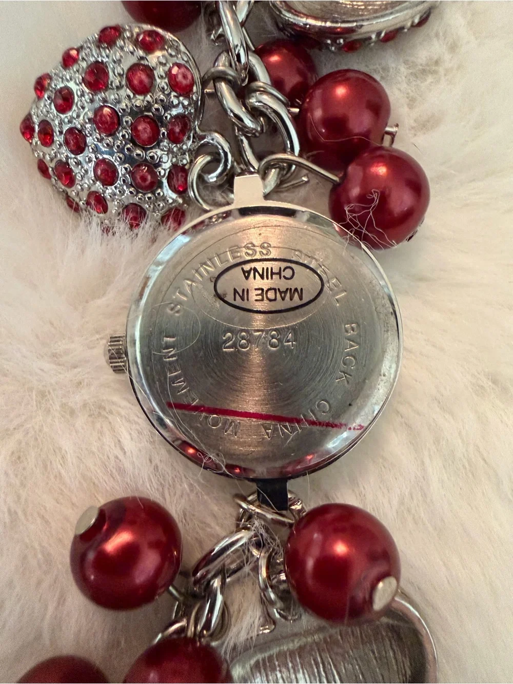 Red Heart Charm Bracelet Watch - Women's Fashion Accessory
